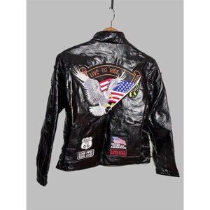 Women's Diamond plate Buffalo Leather jacket size Large. Motorcycle Black